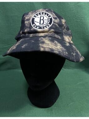 Mitchell & Ness Mens Blue Brooklyn Nets NBA Surf Camo Bucket Hat Sz XL Xlarge